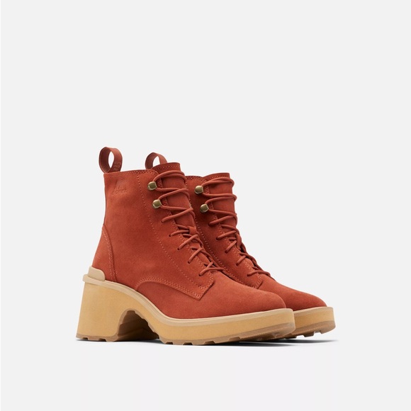RARE Sorel High Line Suede Lace-Up Ankle Boots - Rust size 8